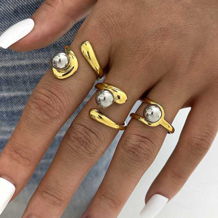 Bague femme en acier inoxydable étanche, coloris or et argent (1 pièce)