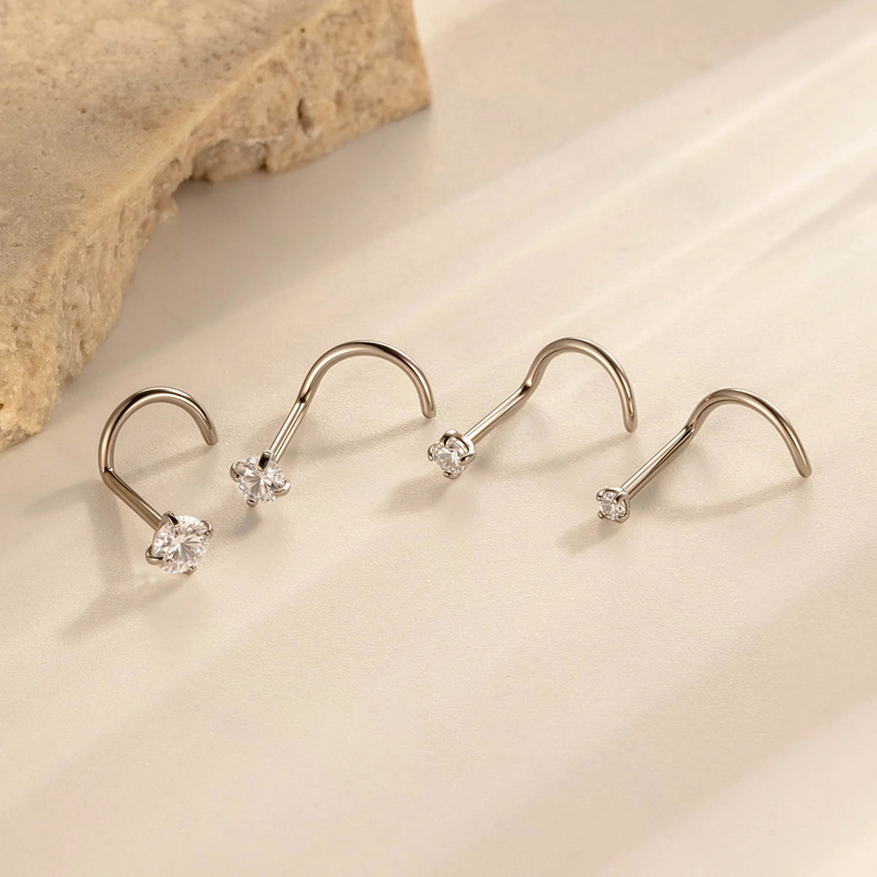 1 Piercing De Nez En Alliage De Titane Avec Zircon Couleur Or Image4