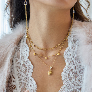 Collier Pendentif Femme « Douce Goutte Fraise » En Acier Inoxydable Étanche Couleur Or (1 Pièce) h5 Image4