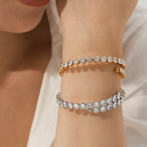 Bracelet Jonc Simple En Acier Inoxydable Imperméable Pour Femme (1 Pièce) h5 Image3