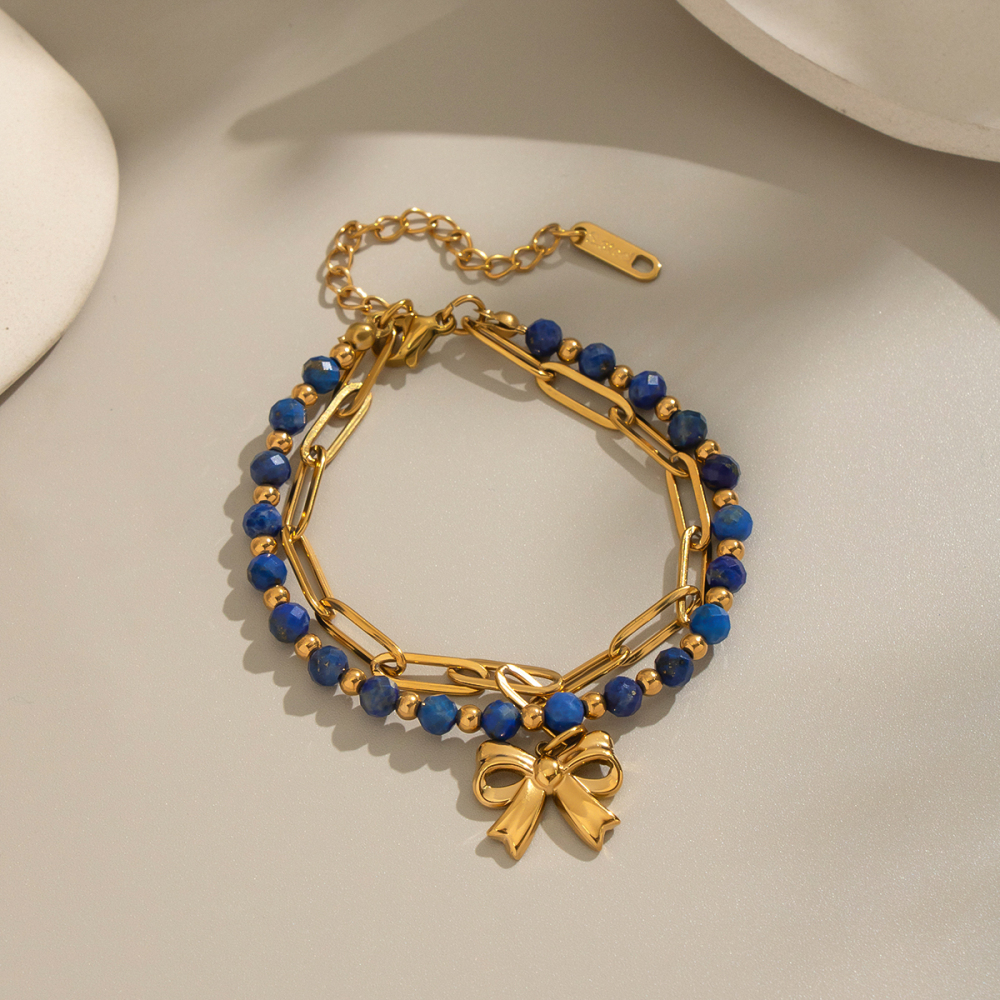 Bracelet En Acier Inoxydable Étanche Avec Perles De Pierre Naturelle (1 Pièce) Image4