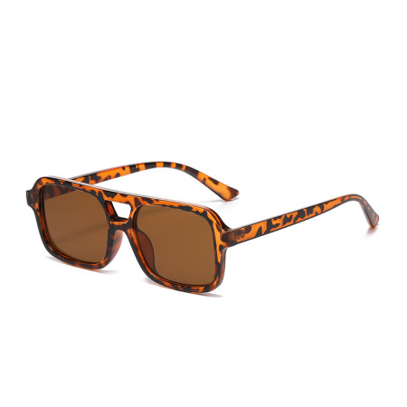 1 paire de lunettes de soleil élégantes et polyvalentes à double pont et imprimé léopard pour femme