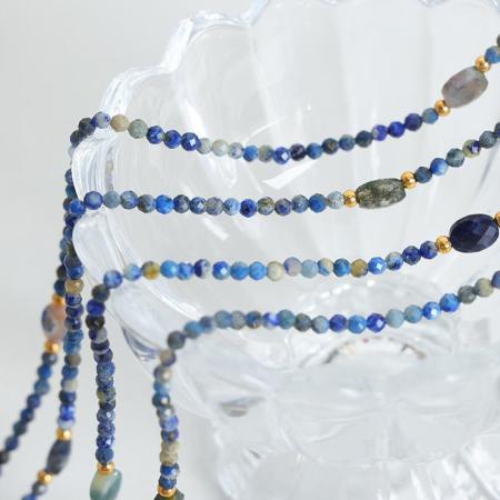 Collier de perles élégant pour femme, en acier inoxydable imperméable, couleur or, avec pierres naturelles (1 pièce) 2