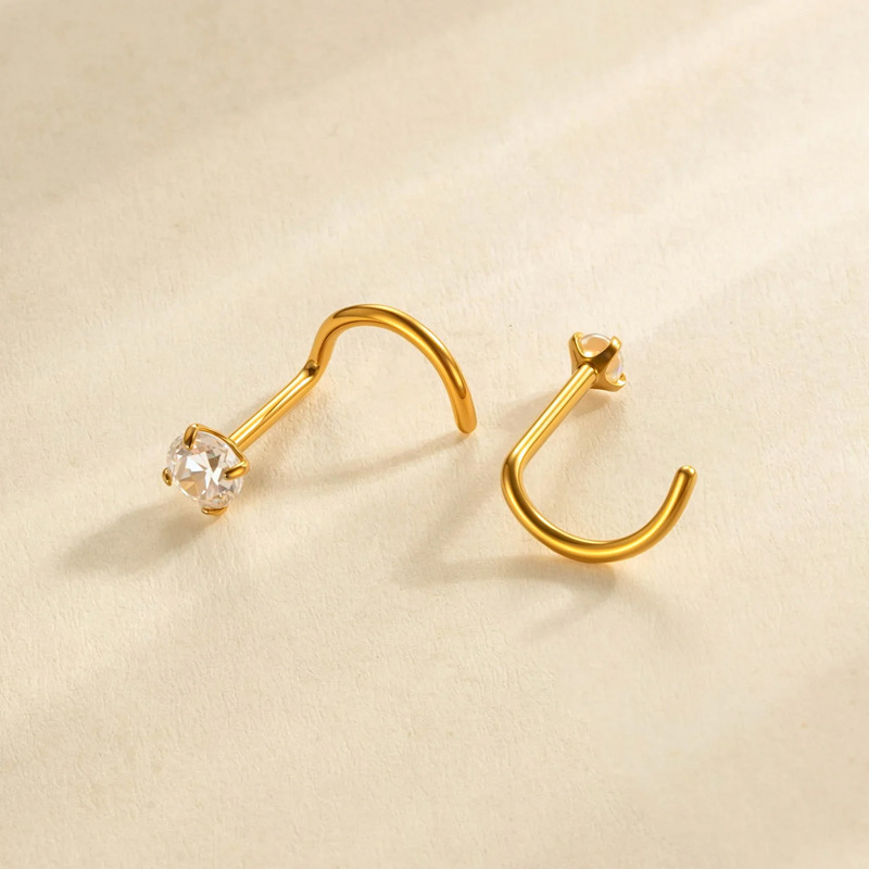 1 Piercing De Nez En Alliage De Titane Avec Zircon Couleur Or Image6