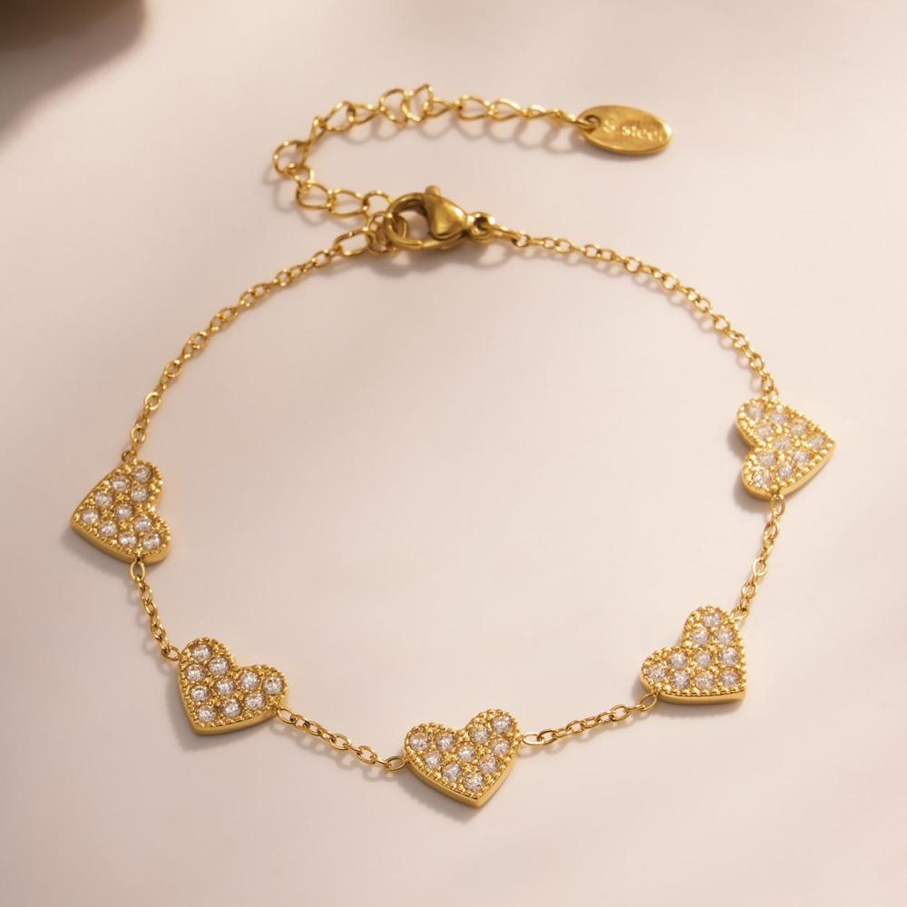 Bracelet À Maillons Pour Femme, En Acier Inoxydable Doré, Orné D'Un Papillon Et De Zircon, Imperméable (1 Pièce). h5Image7