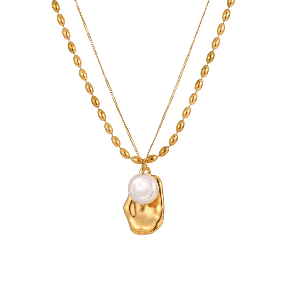 Collier À Plusieurs Rangs Pour Femme, Simple, Élégant Et De Forme Irrégulière, En Acier Inoxydable Étanche (1 Pièce) h5Image5