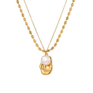 Collier À Plusieurs Rangs Pour Femme, Simple, Élégant Et De Forme Irrégulière, En Acier Inoxydable Étanche (1 Pièce) h5 Image5