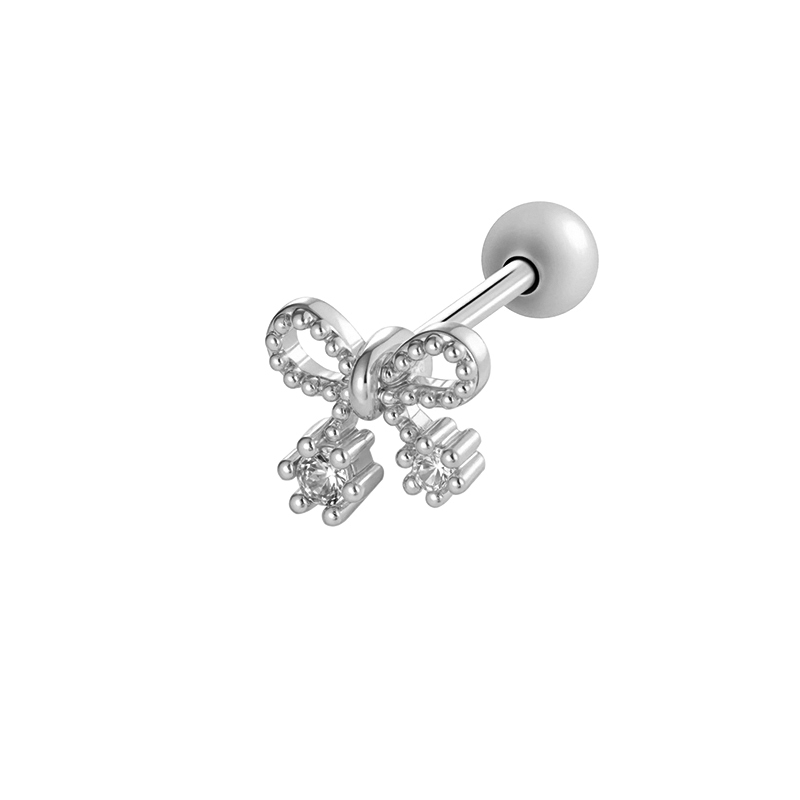 Boucle D'Oreille Piercing En Forme De Fleur, Nœud Papillon, Cuivre, Couleur Or, Zircone 