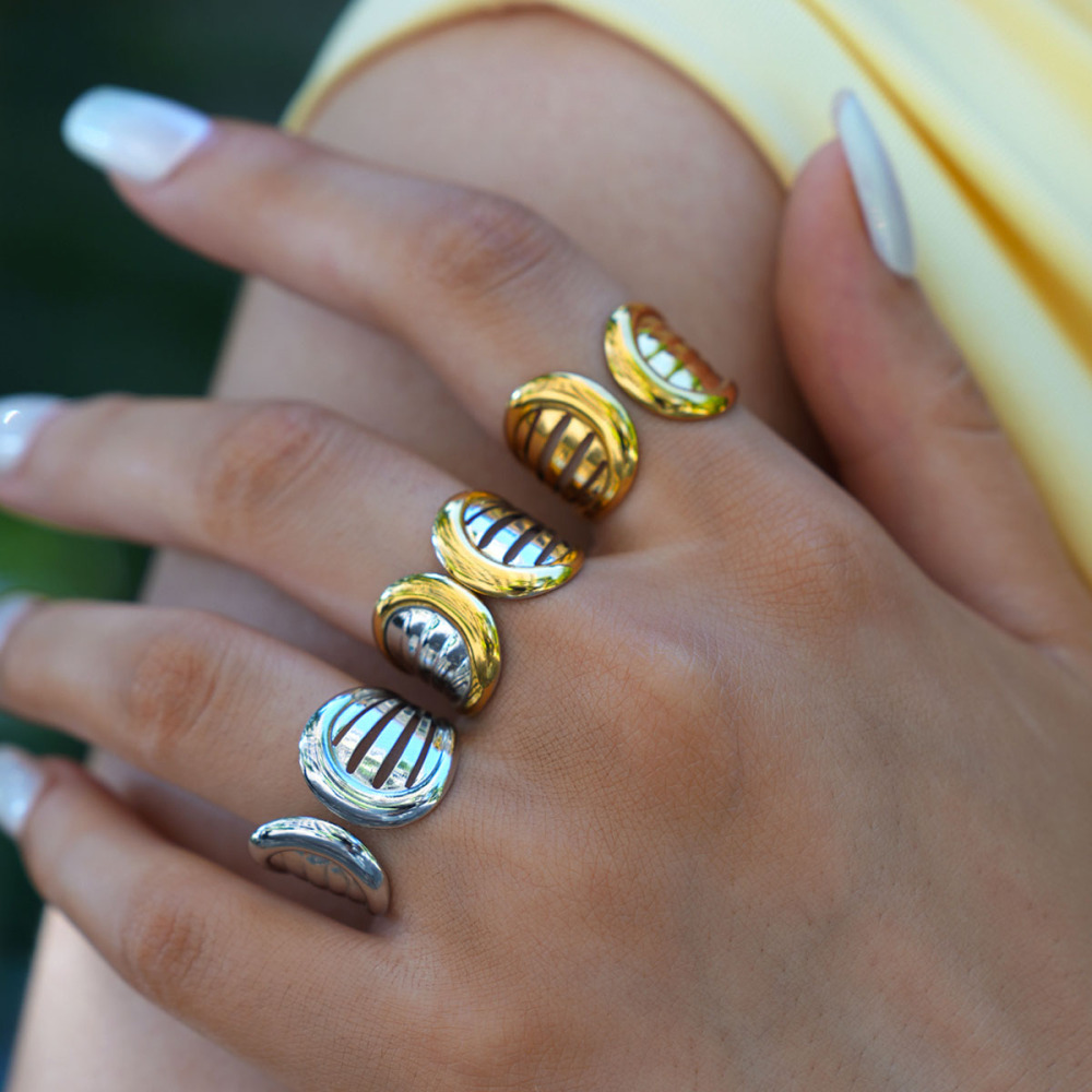 Bague Femme Simple, Forme Irrégulière, En Acier Inoxydable Étanche Image11