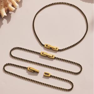 Bracelet À Maillons Pour Femme, En Acier Inoxydable Doré, Orné De Zircon, Avec Lignes Délicates (1 Pièce). h5 Image5
