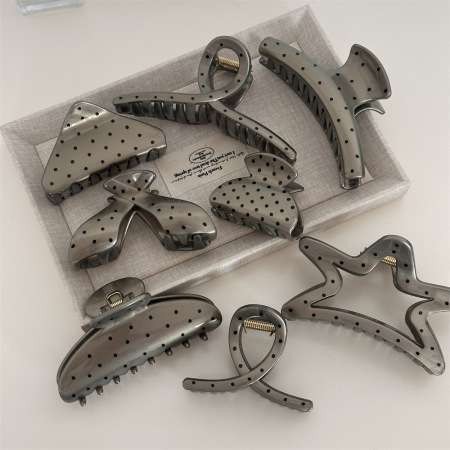 Pinces à cheveux pour femmes en résine à pois décontractés, collection Simple Series