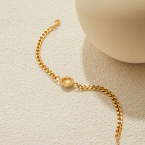 Bracelet À Maillons Pour Femme, En Acier Inoxydable Calaïte, Étanche Et Couleur Or (1 Pièce). h5 Image6