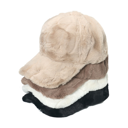 1 chapeau en peluche de couleur unie pour femme