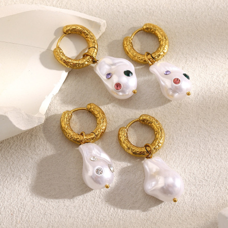1 paire de boucles d'oreilles pendantes pour femme, simples et élégantes, en acier inoxydable imperméable, de forme irrégulière.
