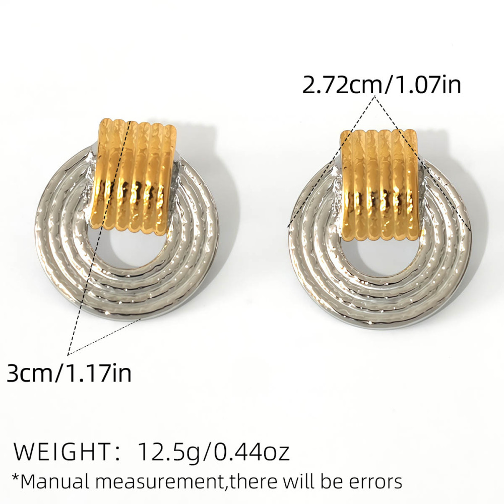 1 Paire De Boucles D'Oreilles Puces Élégantes, Rondes, Multicolores, En Acier Inoxydable Étanche Pour Femme h5Image2