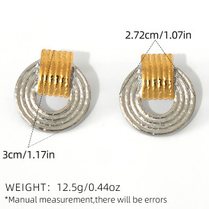 1 Paire De Boucles D'Oreilles Puces Élégantes, Rondes, Multicolores, En Acier Inoxydable Étanche Pour Femme h5 Image2