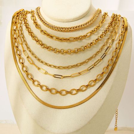 Collier chaîne simple pour femme, en acier inoxydable étanche, à porter au quotidien (1 pièce)
