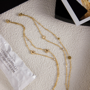 Bracelet Chaîne Femme Luxueux En Acier Inoxydable Doré, Imperméable, Avec Pendentif Cœur (1 Pièce). h5 Image5