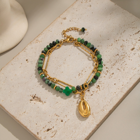 Bracelet en acier inoxydable étanche avec perles de pierre naturelle (1 pièce)