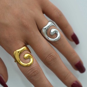 Bague Femme Simple, Forme Irrégulière, En Acier Inoxydable Étanche h5 Image7