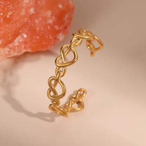 Bracelet Manchette En Acier Inoxydable Étanche, Élégant Et En Forme De Cœur, De La Luxueuse Collection « Luxury Series Elegant Heart » (1 Pièce). h5 Image3