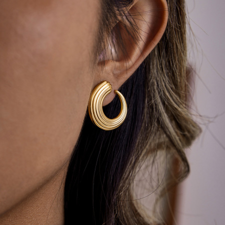 Boucles d'oreilles puces simples rondes en acier inoxydable étanche couleur or pour femme (1 paire) 2