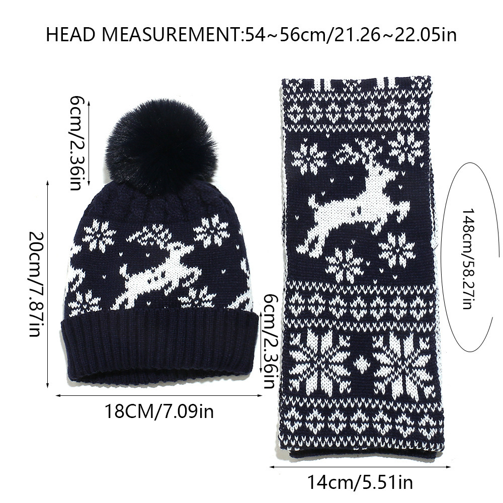 1 Ensemble Écharpe Et Bonnet Tricotés De Noël 