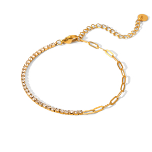 Bracelet Chaîne Femme Daily Patchwork En Acier Inoxydable Étanche Couleur Or (1 Pièce) h5