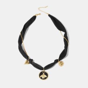Collier Pendentif Abeille Cœur Émaillé En Acier Inoxydable Étanche h5 Image2