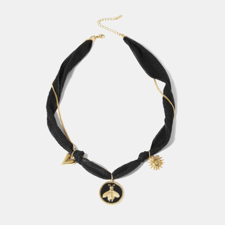 Collier pendentif abeille cœur émaillé en acier inoxydable étanche 2