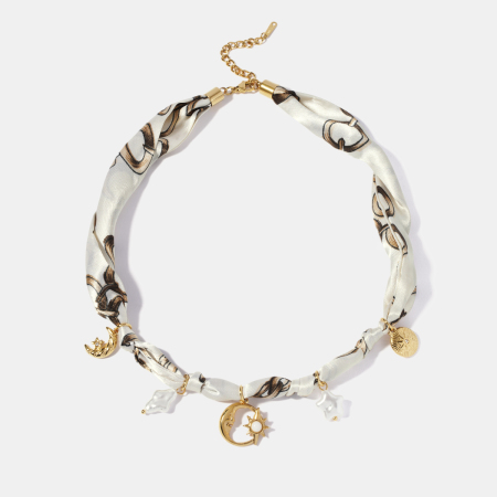 Collier pendentif lune en acier inoxydable étanche couleur or