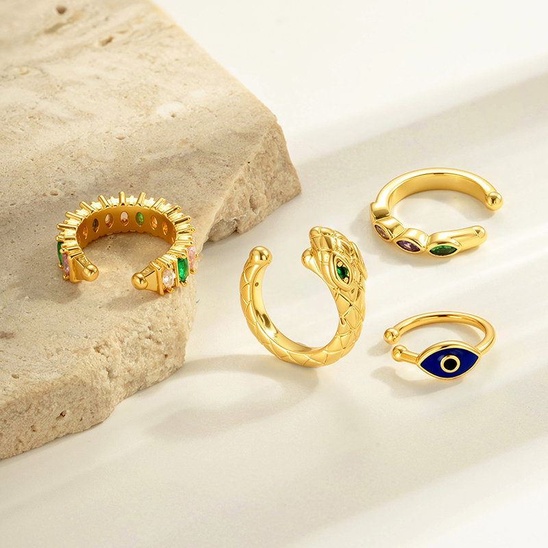 1 Pièce De Manchettes D'Oreilles En Cuivre Doré Et Zircon Image3