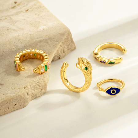 1 pièce de manchettes d'oreilles en cuivre doré et zircon 2