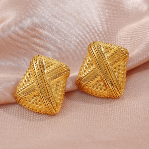 1 Paire De Boucles D'Oreilles À Clous En Acier Inoxydable Étanche Couleur Or h5 Image2
