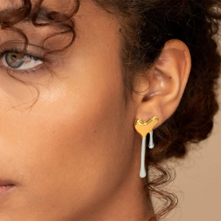 Bague femme simple en forme de cœur, en acier inoxydable étanche couleur or.