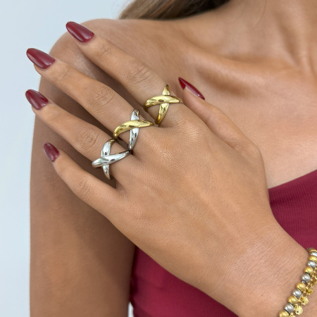 Bague femme simple, décontractée, de forme irrégulière, en acier inoxydable étanche (1 pièce)