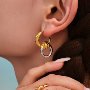 1 Paire De Boucles D'Oreilles Créoles Simples En Acier Inoxydable Étanche Couleur Or Pour Femme h5 Image3