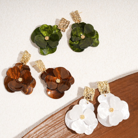 1 paire de boucles d'oreilles pendantes rétro en alliage à motif floral 2