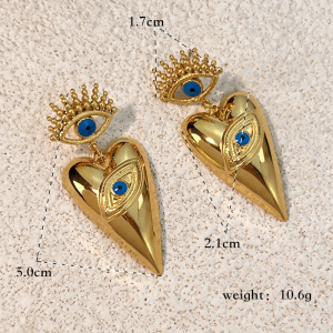 1 Paire De Boucles D'Oreilles Pendantes Œil De Diable En Acier Inoxydable Étanche Couleur Or h5 Image4