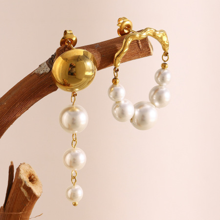 Boucles d'oreilles classiques annulaires en acier inoxydable, couleur or, pour femme (1 paire).