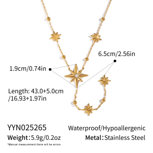Ensemble De Colliers Et Colliers En Acier Inoxydable Imperméable Couleur Or Avec Étoiles h5 