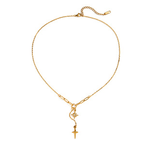 Collier Pendentif Femme En Acier Inoxydable Doré, Orné D'Une Étoile Exquise (1 Pièce) h5 