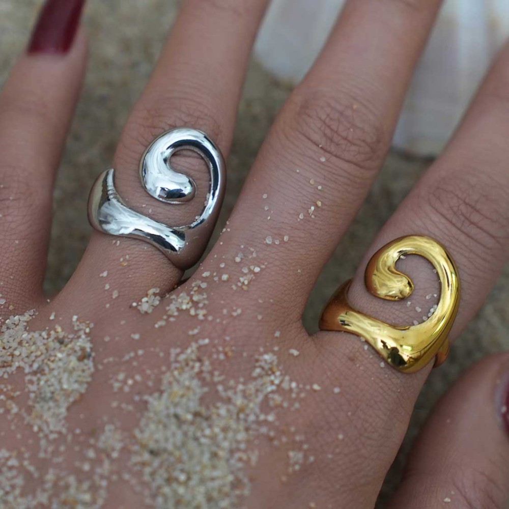 Bague Femme Simple, Forme Irrégulière, En Acier Inoxydable Étanche Image3
