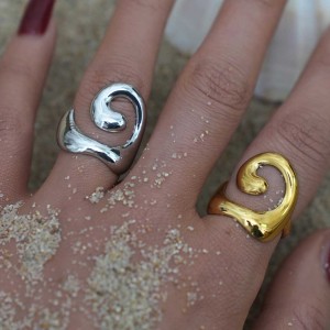 Bague Femme Simple, Forme Irrégulière, En Acier Inoxydable Étanche h5 Image3