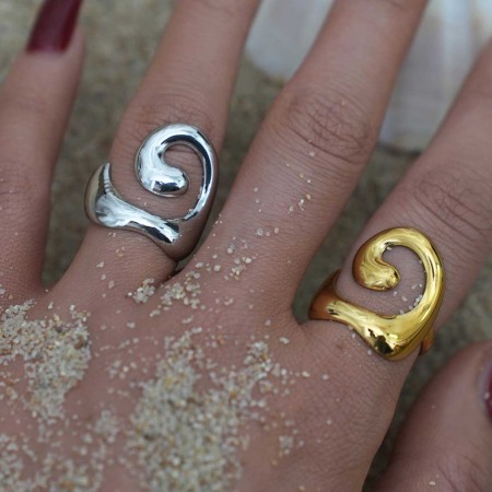 Bague femme simple, forme irrégulière, en acier inoxydable étanche 2