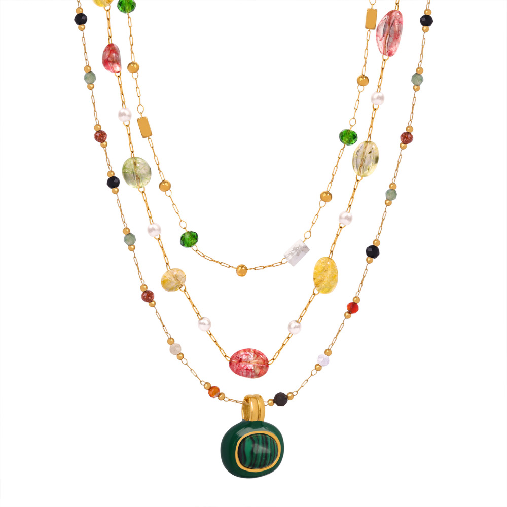 Ensembles De Bijoux Pour Femmes En Acier Inoxydable De Forme Classique Irrégulière, Étanches, Couleur Or Et Pierres Naturelles h5Image5