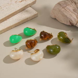1 Paire De Boucles D'Oreilles Puces Pour Femme, En Acier Inoxydable Imperméable, Couleur Or, De Forme Irrégulière, À Porter Au Quotidien h5 Image4