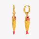 Boucles d'oreilles pendantes en forme de poisson ruisselant d'huile - Or - Rouge et jaune Image3