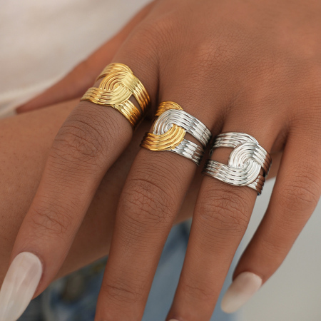 Bague femme tendance, style rétro minimaliste, en acier inoxydable étanche (1 pièce).
