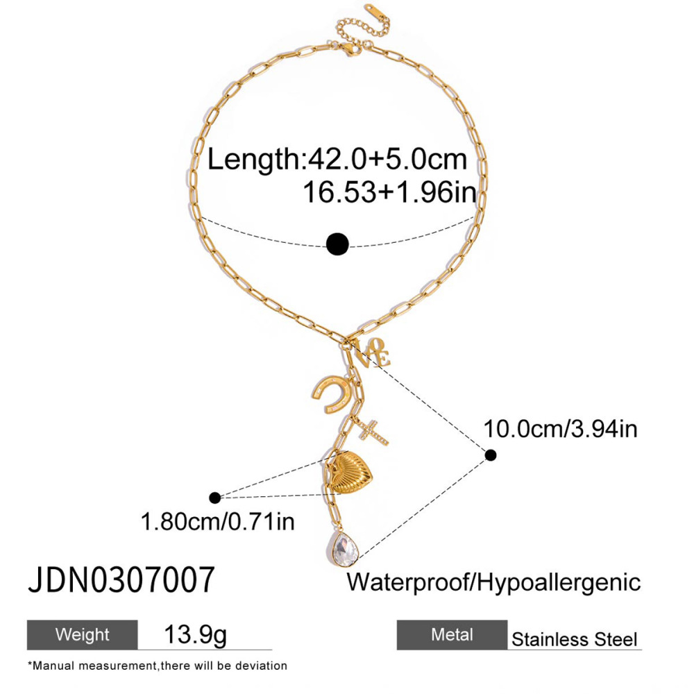 Magnifique Collier Pendentif En Acier Inoxydable Doré Avec Pompon En Forme De Cœur Pour Femme h5Image2
